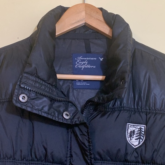 American Eagle Outfitters | Black Quilted Zip Snap Missing Hood Puffer Jacket L - Picture 5 of 17